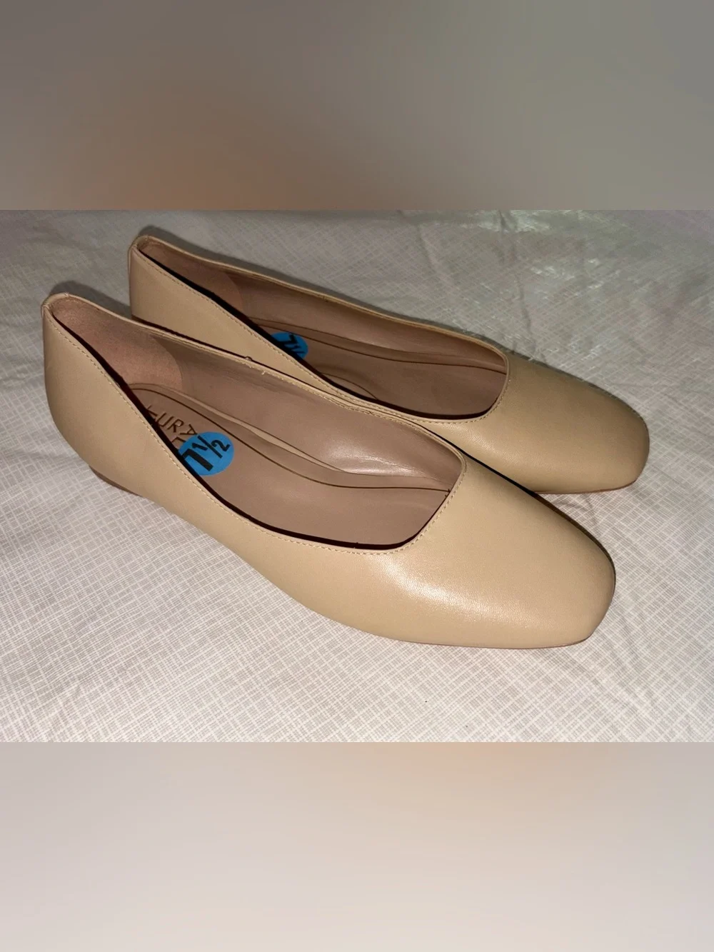 Naturalizer Chelsea New Sz 7.5 Nude Tan Beige Leather Ballet Flats shoes
